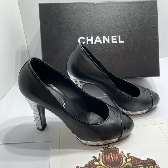 Chanel Shoes size 37.5, pre loved with box., heels size 4 inches. - Picture 1 of 16